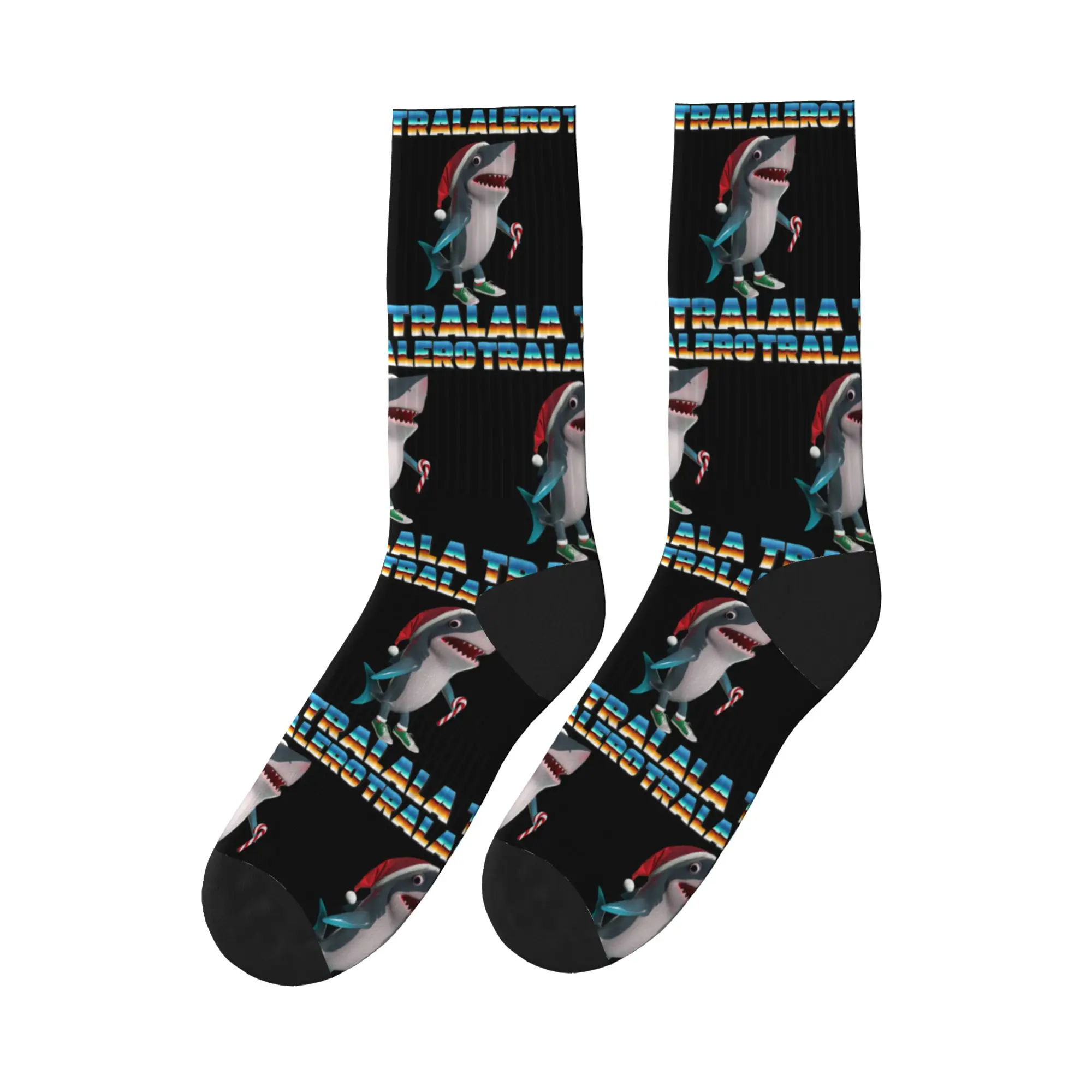 

Tralalero Tralala, итальянские рождественские пижамы Brainrot Memy, носки, чулки для отдыха, мужские мягкие носки для бега, осенние нескользящие носки