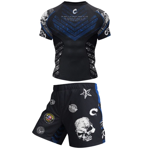 Imagen 2 del producto Nuevo BJJ Rash Guard, camisetas ajustadas para correr y ejercicio, conjuntos de pantalones deportivos con estampado 3D, chándal de boxeo de compresión Jiu Jitsu Rashguard