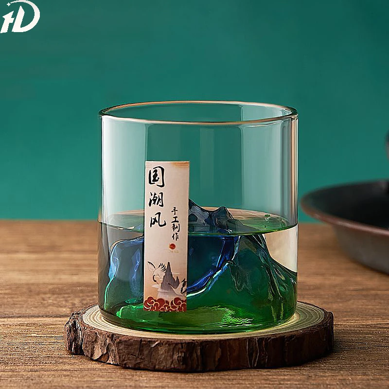 Whisky glass Japanese 3D Mountain Water Glacier Mug Vodka Wine Cup Fuji Artwork Gift Bottle Hot Glass Drinkware