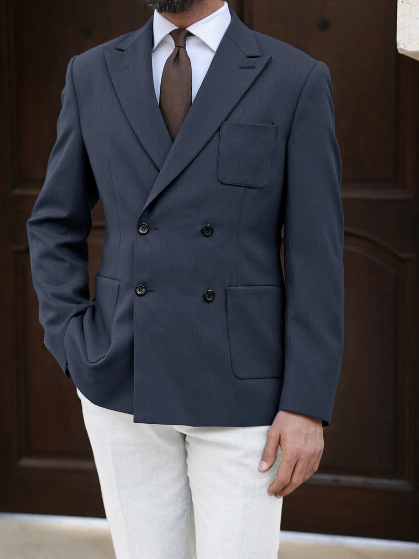 سترة رجال الأعمال الأنيقة غير الرسمية لخريف وشتاء وصلت حديثًا خفيفة الوزن بأزرار إيطالية معطف رسمي للرجال