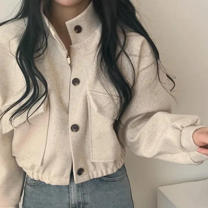 

2024 New Korean Style Loose High-end Advanced Temperature Autumn and Winter Thin Round Neck Pullover Jacket Fashionable Clothes