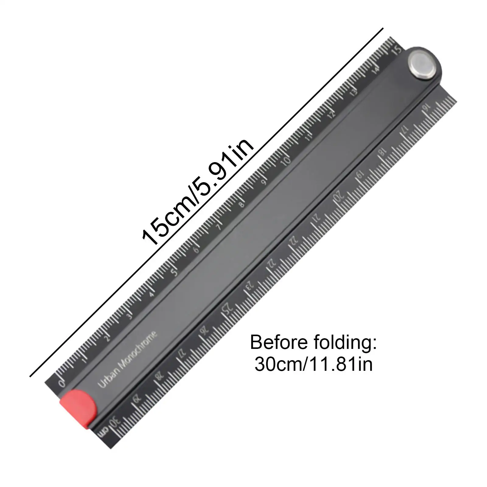 Складная линейка 11,8 дюймов, алюминиевый сплав, 90-градусная складная линейка, металлический геометрический измерительный инструмент для мастерской, ремонта дома