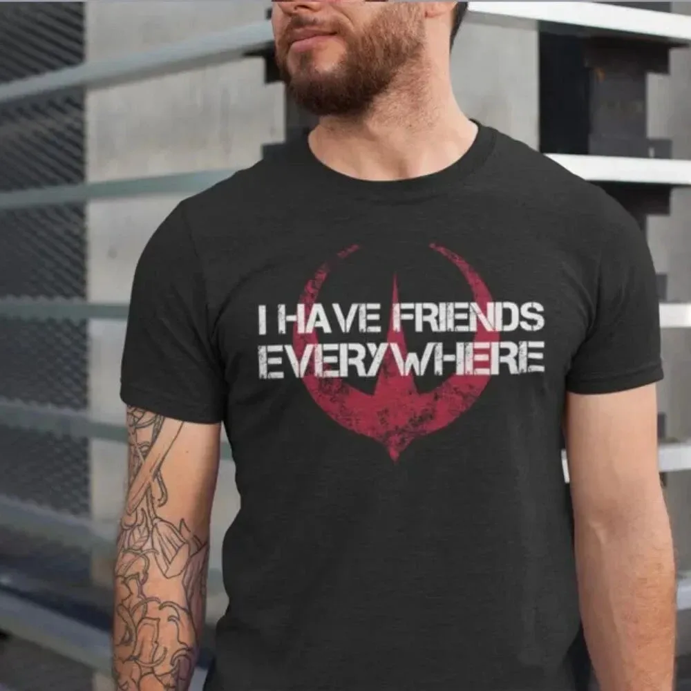 Ich habe Freunde überall T-Shirt Andor-inspiriertes Shirt Lustiges Geschenk für Spieleliebhaber T-Shirt mit Rundhalsausschnitt Heißer Verkauf Herren-Oberteile Alltag Baumwoll-T-Shirts