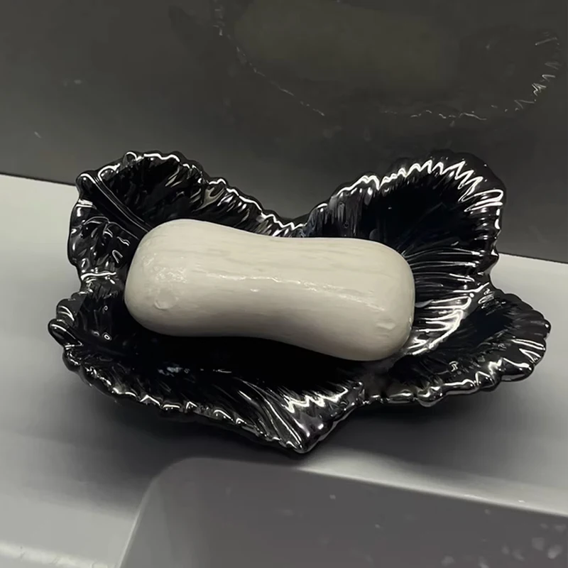 

Креативная керамическая коробка для мыла, легкая роскошная мыльница в форме перьев, принадлежности для ванной комнаты в отеле, стеллаж для хранения, 1 шт.