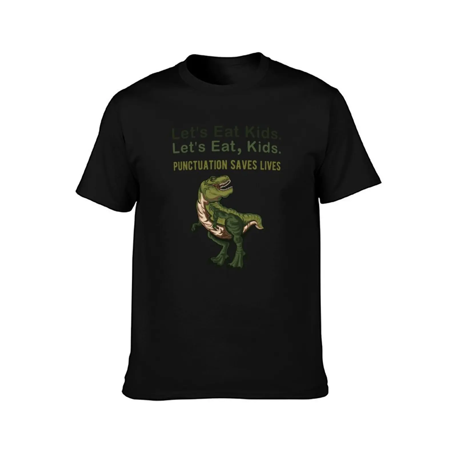 Dinosaur Christmas Pun Let's Eat Kids Punctuation Saves Lives Funny T-Rex Dino Sayings T-Shirt