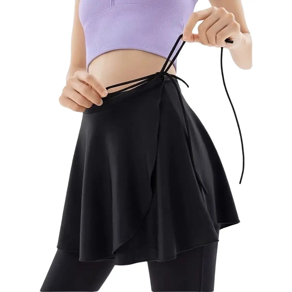 New Ice Silk Yoga Short Skirt Adjustable Quick Dry Wrap Fitness Skirt Anti-Exposure Casual Gym Workout Curtain Women