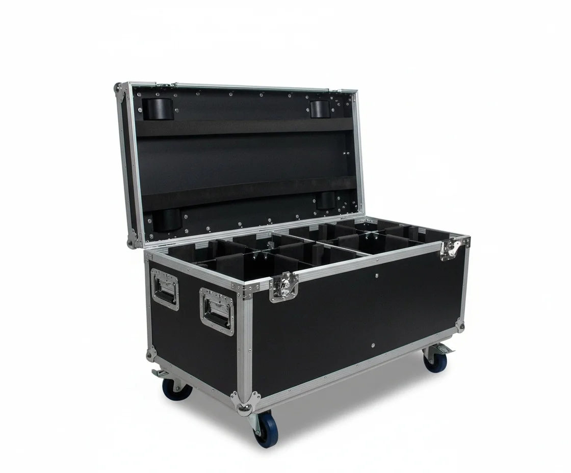 

ATA Flight Case for 8 LED PAR Cans, Aluminum Stage Light Storage Case, Shockproof Universal Road Case, EVA Foam, Metal Hardware