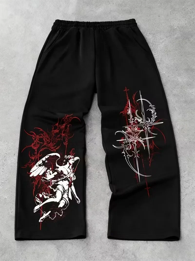 

2026 Hot Selling Fashion New Men's Casual Gothic Sports Jogging Pants Straight Leg Autumn New Street Jogging Pants Big Size