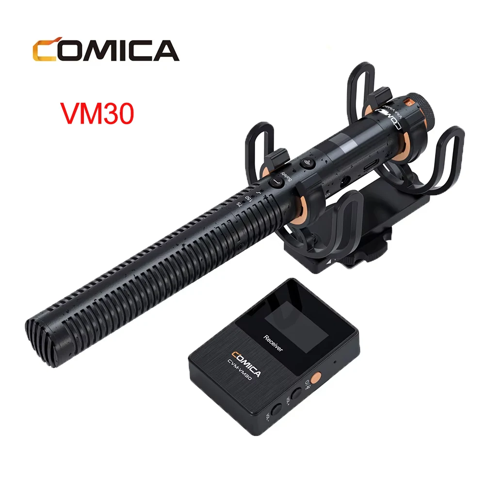 COMICA VM30 Wireless Microphone 2.4G Super Cardioid Condenser Wireless Shotgun Microphone Broadcasting-level Sound Quality Mic