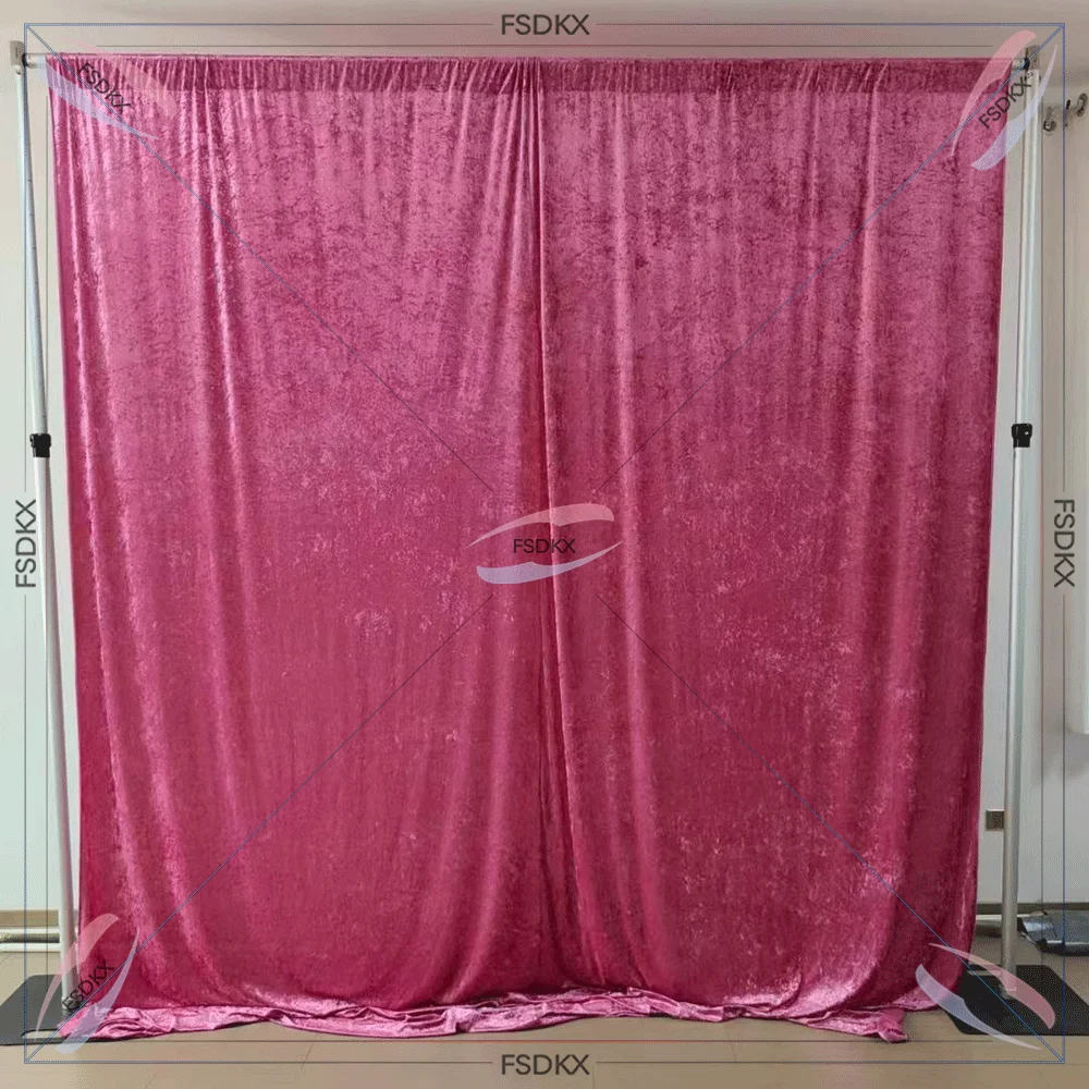 

Factory Direct Wholesale Rose Red Drape Wedding Banquet Luxury Romantic Valance Curtain Backdrop