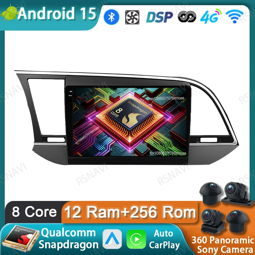 

Car Radio Android 15 For Hyundai Elantra Avante AD 2015 ~ 2021 GPS Qualcomm Stereo 4G LTE Viedo Player Wireless Carplay Auto DSP