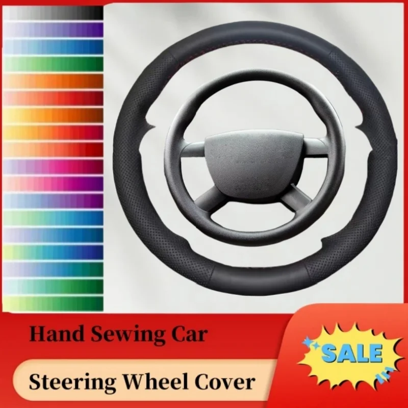 

DIY Abrasion-resistant Breathable Genuine Leather Steering Wheel Cover For Ford Kuga 2008-2011 Focus 2 2005-2011 C-MAX Interior