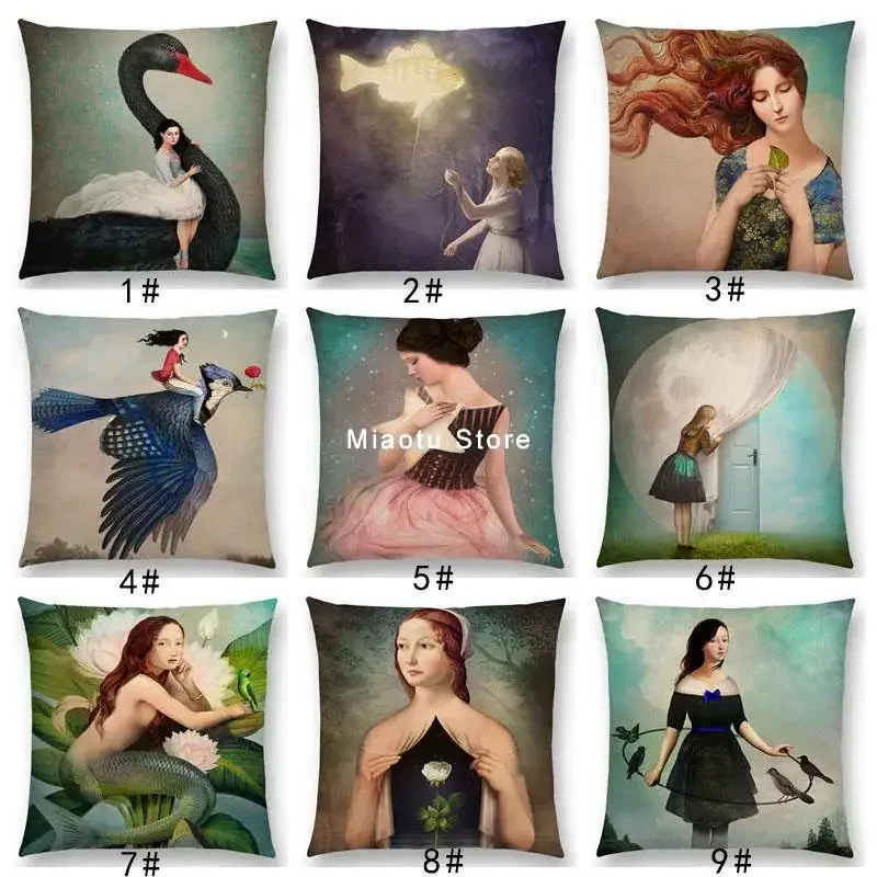 New Elegant Lady Lovely Girls Shakespeare Opera Classical Painting Magical Mind Imagination Cushion Cover Sofa Pillow Case