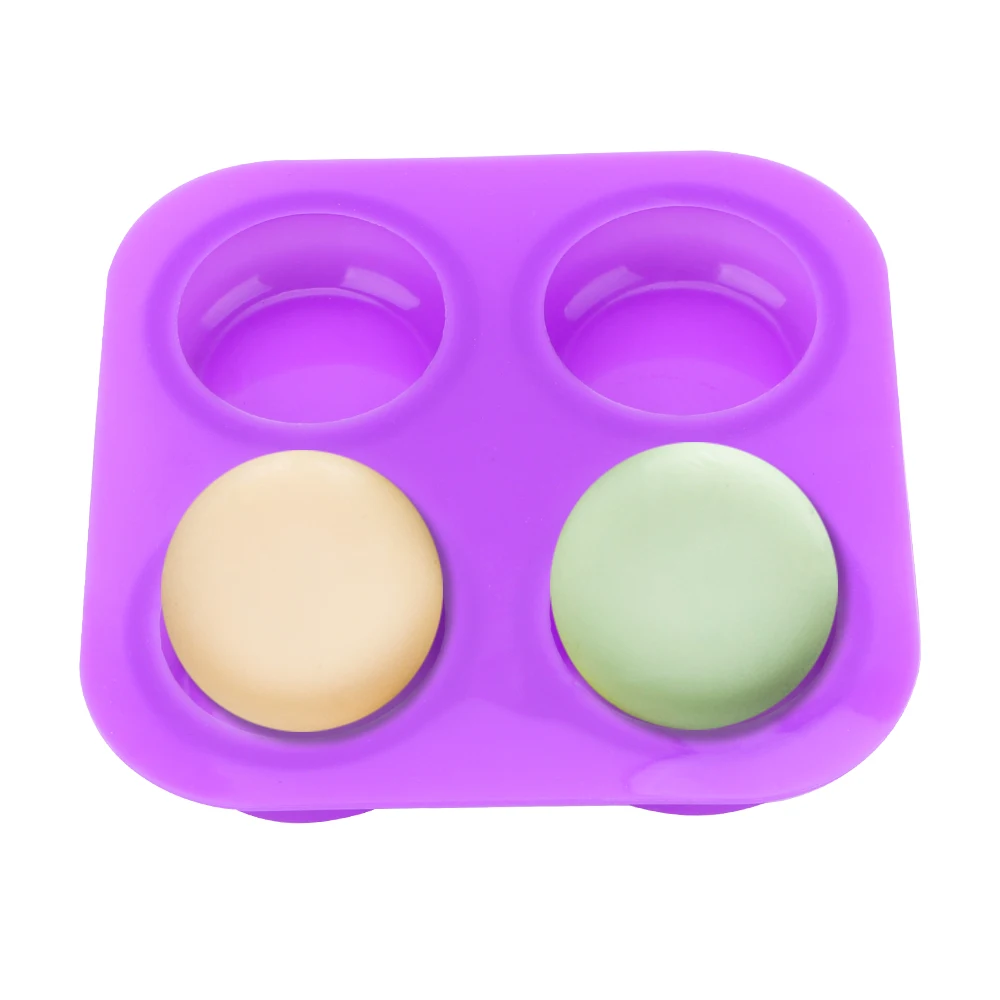 Round Circles Soap Molds Silicone 4 Cavity Cake Decorating Tools DIY Handmade Craft Easy To Demould Soap Molds Tray Reusable