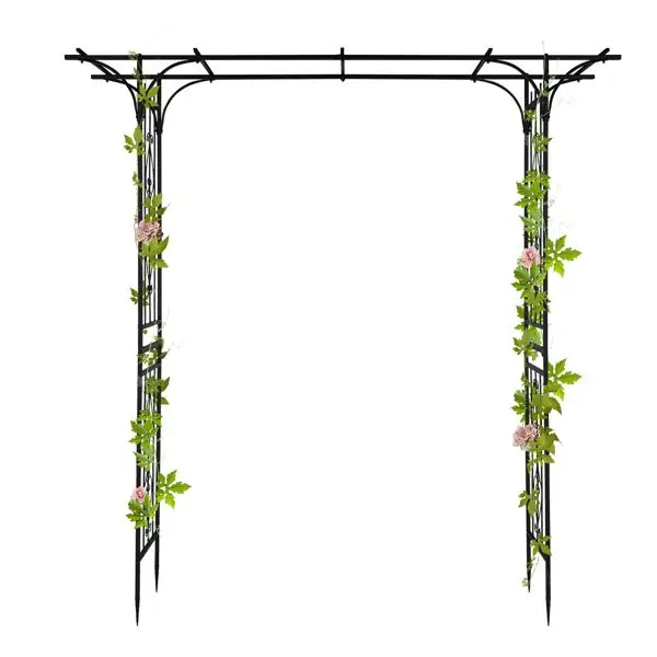 

6.8ft Tall Garden Arch Trellis, Black Iron Curved Arbor for Climbing Plants, Rust-Proof Metal Garden Gate Arch for Roses, Vines,