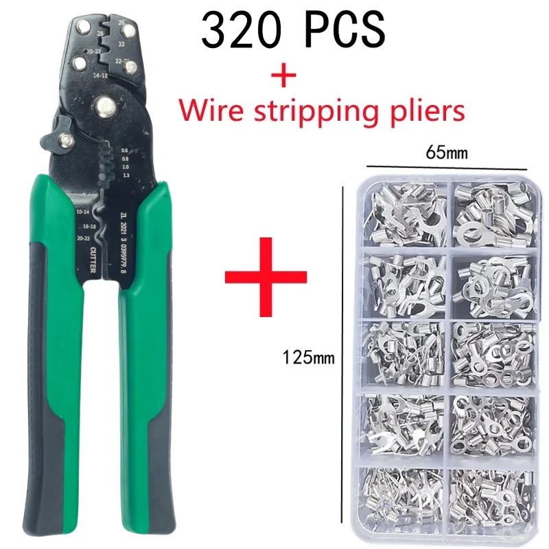 

1/150/320PCS,Crimp Terminal and With Pliers Kit,Cold Pressed,U Shaped O Shaped,Wire Connector,Brass Plug-in,Splicing Terminal