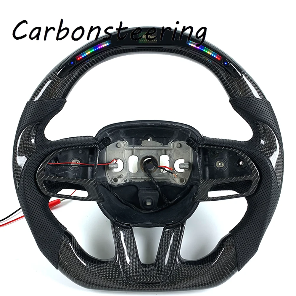 

Custom Real Carbon Fiber Racing Style Design Steering Wheel with LED for Dodge Charger Challenger Hellcat SRT RT 392 Scat pack