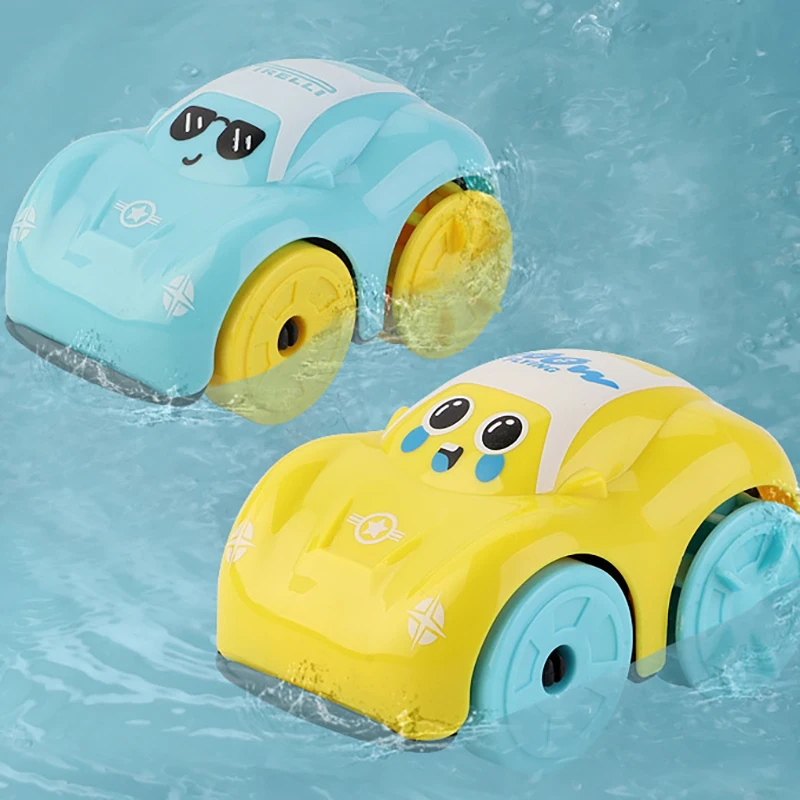 Baby Play Water Toys Land And Water Toy Car Cartoon Cute Clockwork Toy Small Car Summer Bath Bath Swimming Car Toys