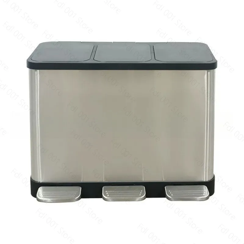 60 Liter / 16 Gallon Rectangular Hands-Free Dual Compartment Recycling Kitchen Step Trash Can with Soft-Close Lid
