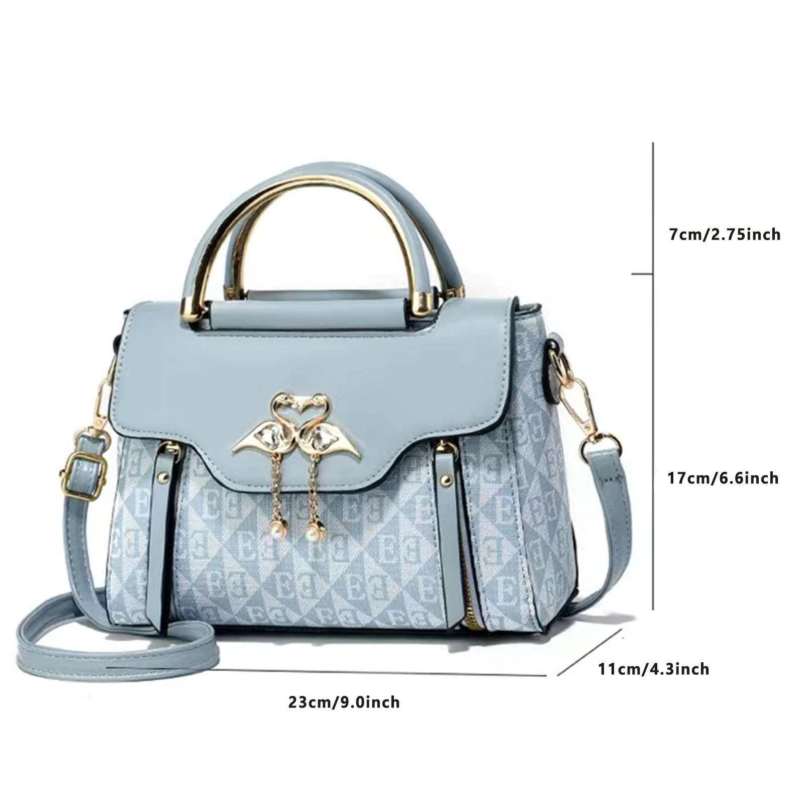 حقيبة كروس للنساء خفيفة الوزن وعصرية مطبوعة بحروف للسفر والتسوق حقيبة يد معدنية على شكل بجعة للنساء