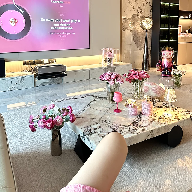 

Italian Minimalist Calacatta Coffee Table, Versatile Square Design for All Spaces, Heat & Scratch Resistant, Luxury Customizable