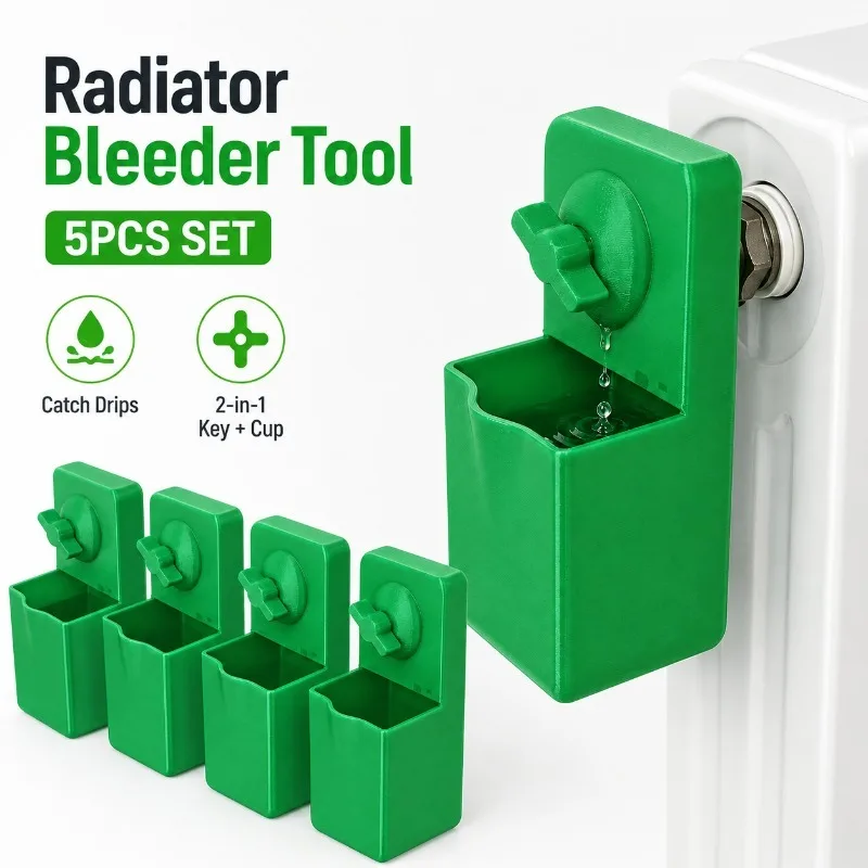 Radiator Bleed Key with Water Collection Box, No-Spill Venting Tool for Heating System Maintenance and Valve Adjustment