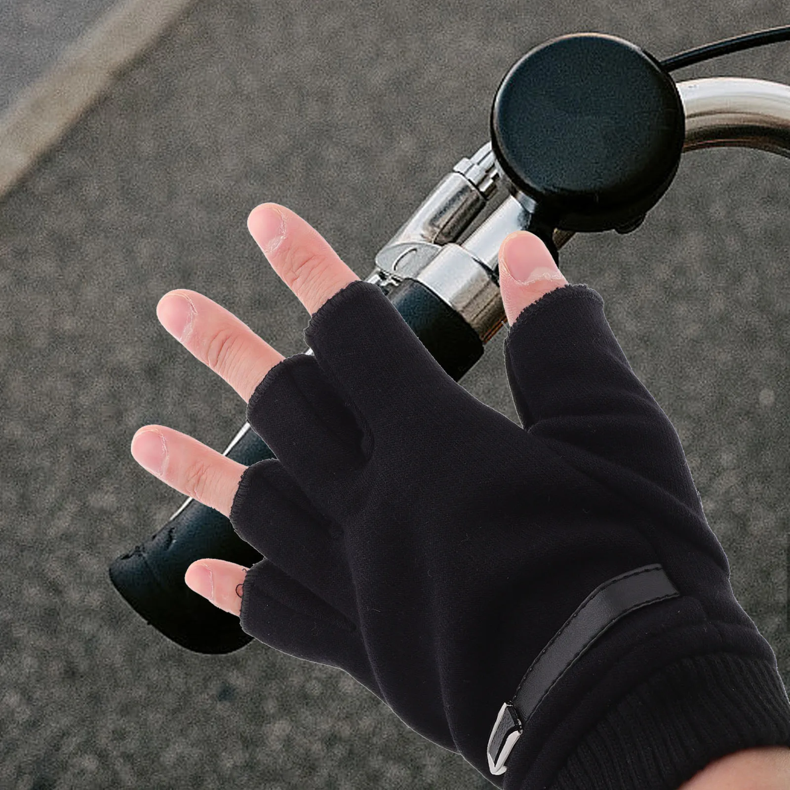 

Fleece Half Finger Gloves Gaming for Cold Hands Comfortable Black No Fingerless Men Winter