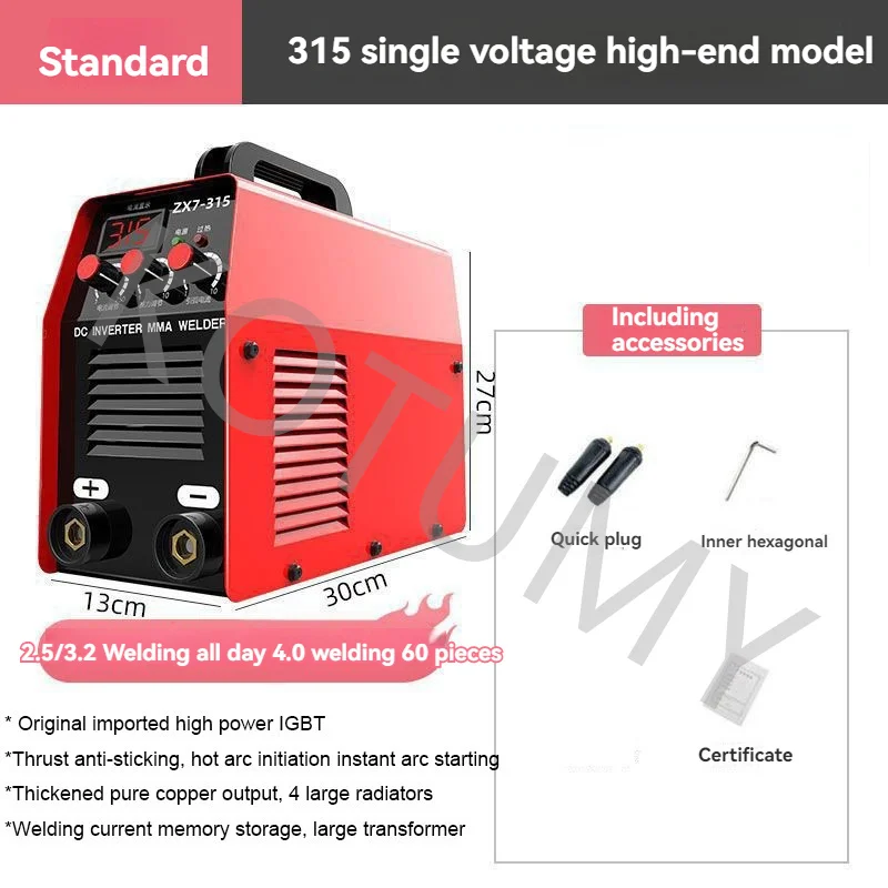 ZX7-315 Portable ARC Welding Machine Small Electric Welder 315A IGBT Inverter Welding Machine Dual Display Screen