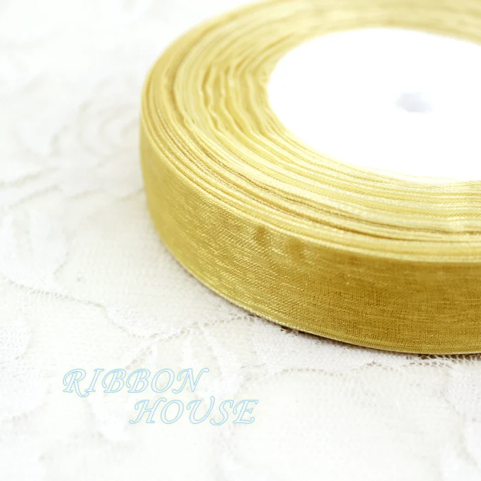 (50 yards/roll) 3/4\'\' (20mm) Pale Gold organza ribbons gift wrapping decoration Christmas ribbons