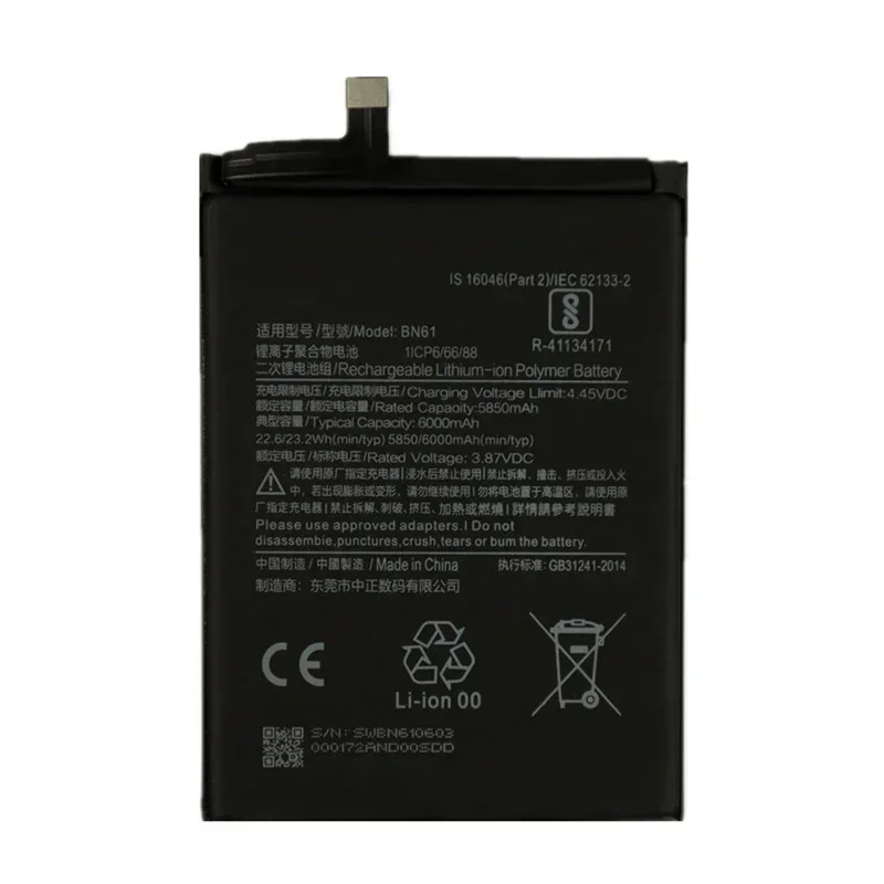 100% Original Xiao Mi Battery BN61 6000mAh For Xiaomi Pocophone X3 Poco X3 Bateria Mobile Phone Replacement Batteries Free Tools