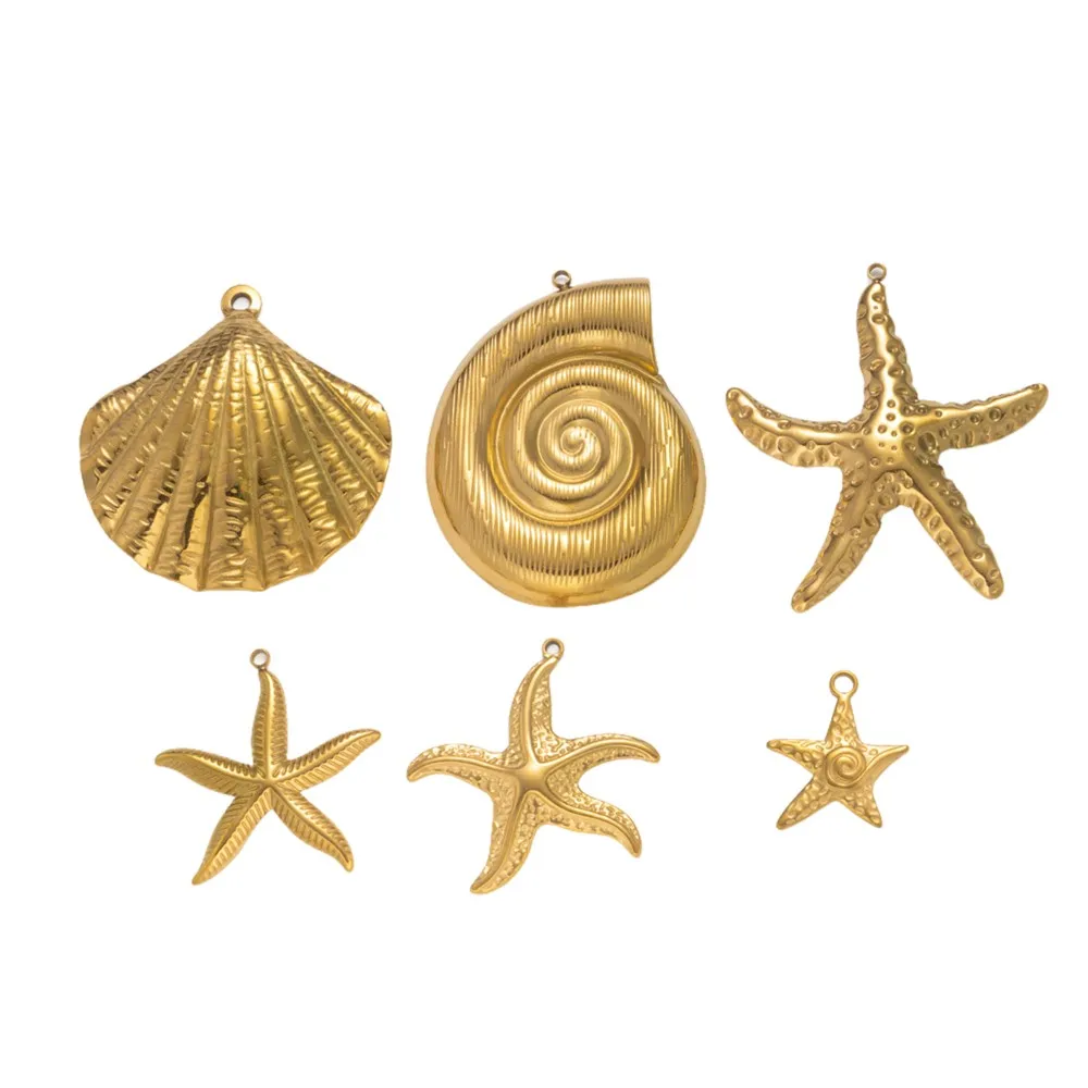 2Pcs Stainless Steel 18K Gold Ocean Conch Shell Charms Pendant DIY Earrings Necklace Bracelet Jewelry Making Beach Accessories