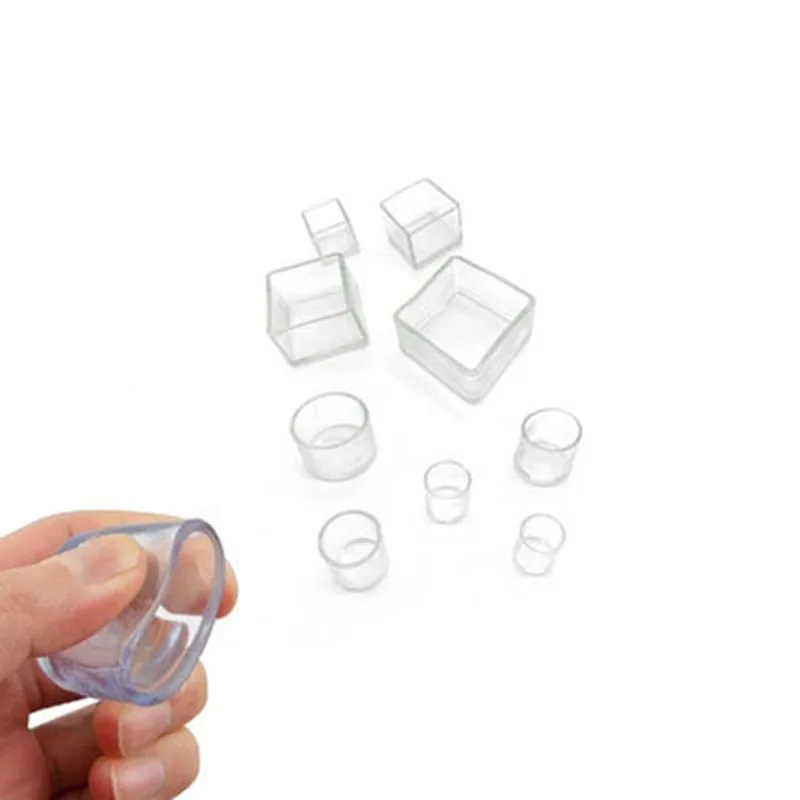 4PCs/Set Transparent PVC Round/Square Chair Leg Furniture Table Chair Leg Floor Feet Cap Cover Socks Plugs Protector Home Decor