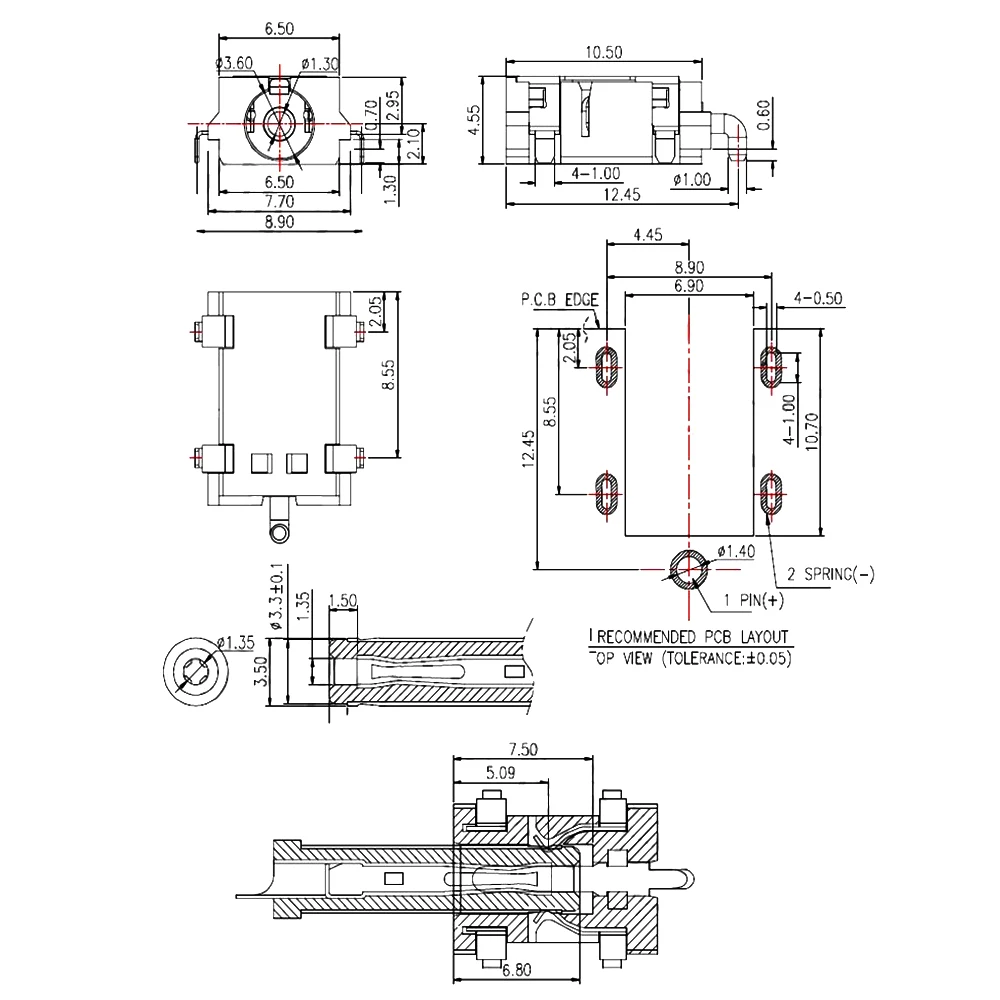 10 Stuks Rohs Zwarte Dc Stopcontact DC-058/361 Gootsteen Plaat 3.5*1.3Mm Vergulde Dc Power Interface Digitale Accessoire Dc Socket