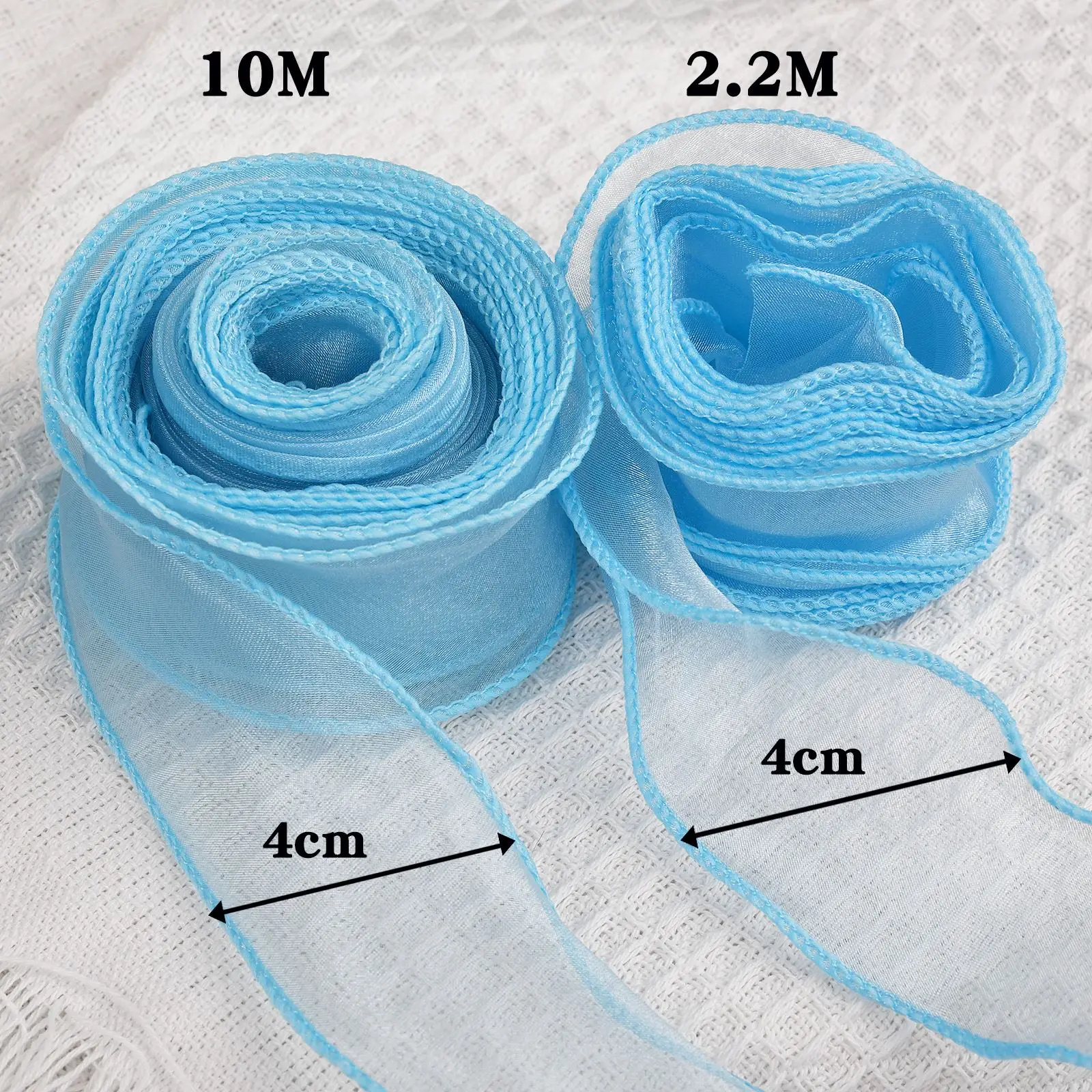 2.2/10M Sheer Wired Organza Ribbons Chiffon Ribbon For Wedding Invitation Wrapping Bouquets Birthday Party Decorations Gifts