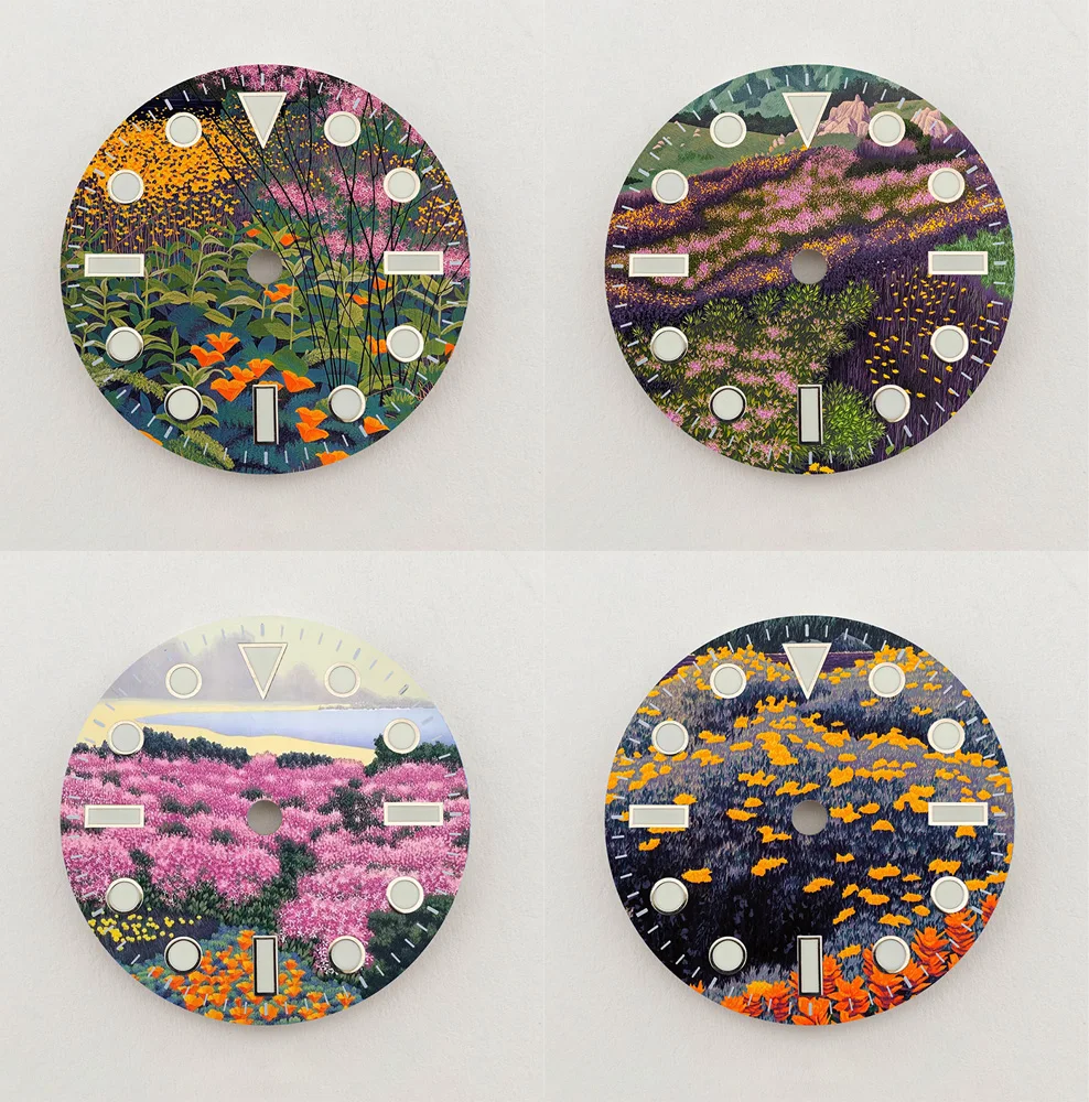 28.5 مللي متر الطلب NH35 الهاتفي الإبداعية زهرة البحر الهاتفي NH36 الطلب اللون الطلب صالح NH35/NH36 ساعة يد تعمل بالحركة أجزاء استبدال شعار مخصص