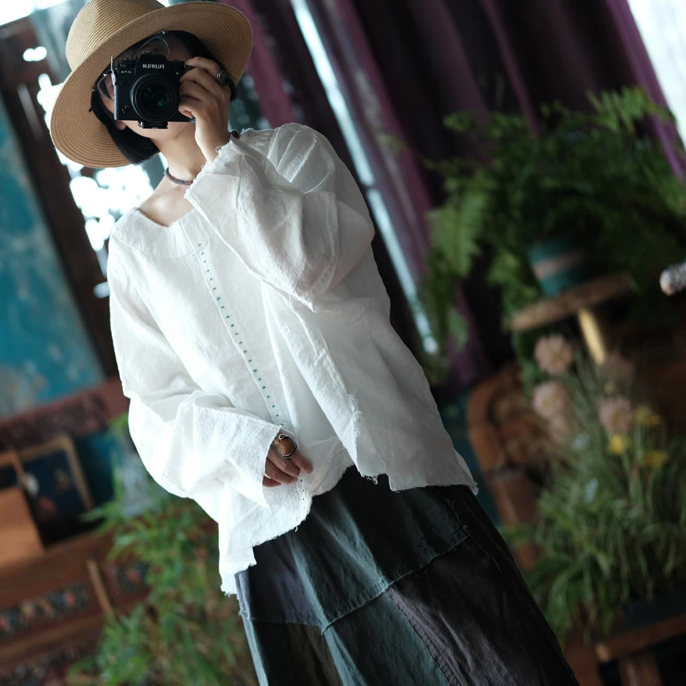 Übergroße Baumwolle Leinen Casual T-shirts Frauen Neue 2025, Frühling Vintage Stil Oansatz Lose Weibliche Batwing Hülse Tops Tees M684