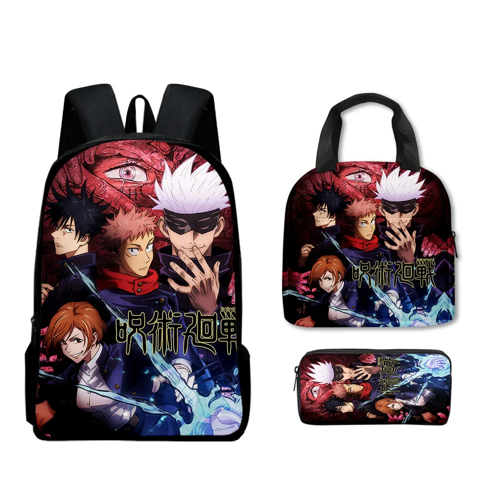 

Boy Anime Jujutsu Kaisen Gojo Satoru Backpack Large Capacity Drawstring Bag Student Travel School Bag Lunch Pencil Bag Set