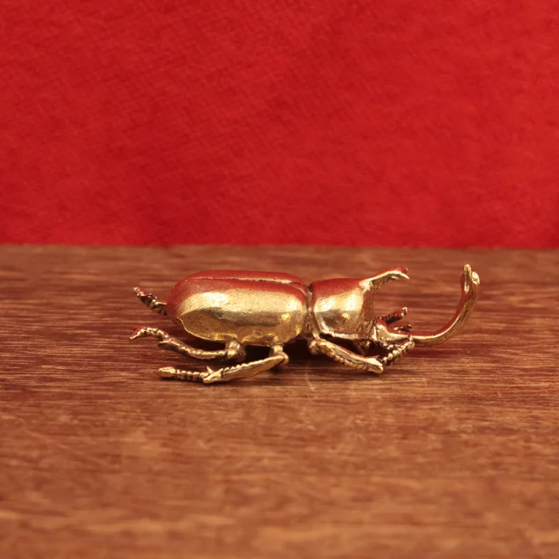 Brass Office Desk Small Ornaments Beetle Insect Tea Pet Accessories Pure Copper Crafts Small Gifts Handheld Play Pieces