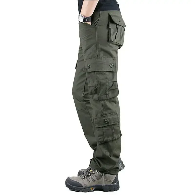 Men's Cross-Border Multi-Pocket Cargo Pants Straight-Leg Loose-Fit Spring Autumn Summer Pure Cotton Casual Long Pants