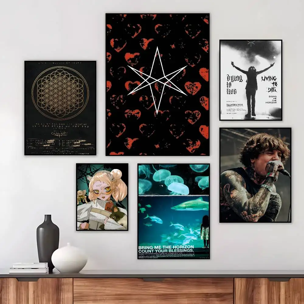 B-Bring Me the Horizon Music Poster Art HD Canvas Advanced Aesthetic Printing Paper Wall Art for Living Room Home Decor