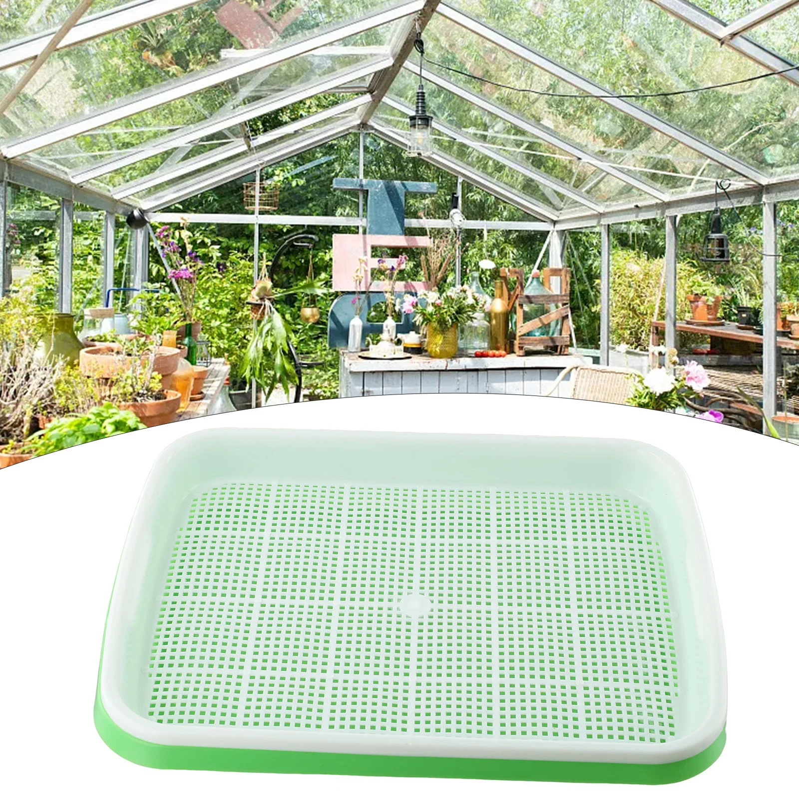 

1set Tray Double Layer Sprout Plate Nursery Pots Garden Planting Supplies Accessories Tray 33*26*5cm Plastic Green