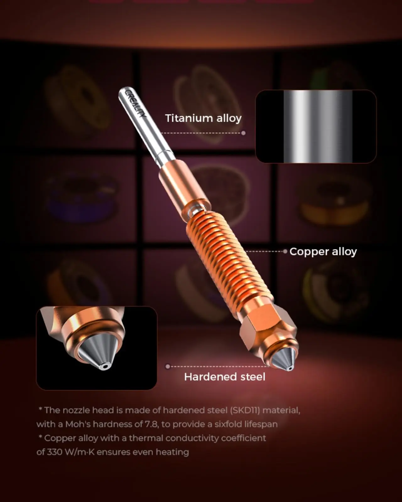 Creality الرسمية K1 سلسلة Hotend أطقم ل K1/K1 ماكس/K1C ترقية السيراميك كتلة التدفئة Hotend عدة يونيكورن سريعة مبادلة فوهة عدة