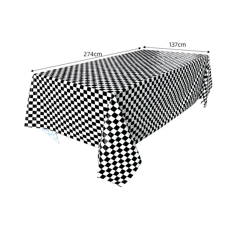 Party decoration supplies PEVA thickened checkerboard disposable tablecloth waterproof tablecloth black and white grid PE
