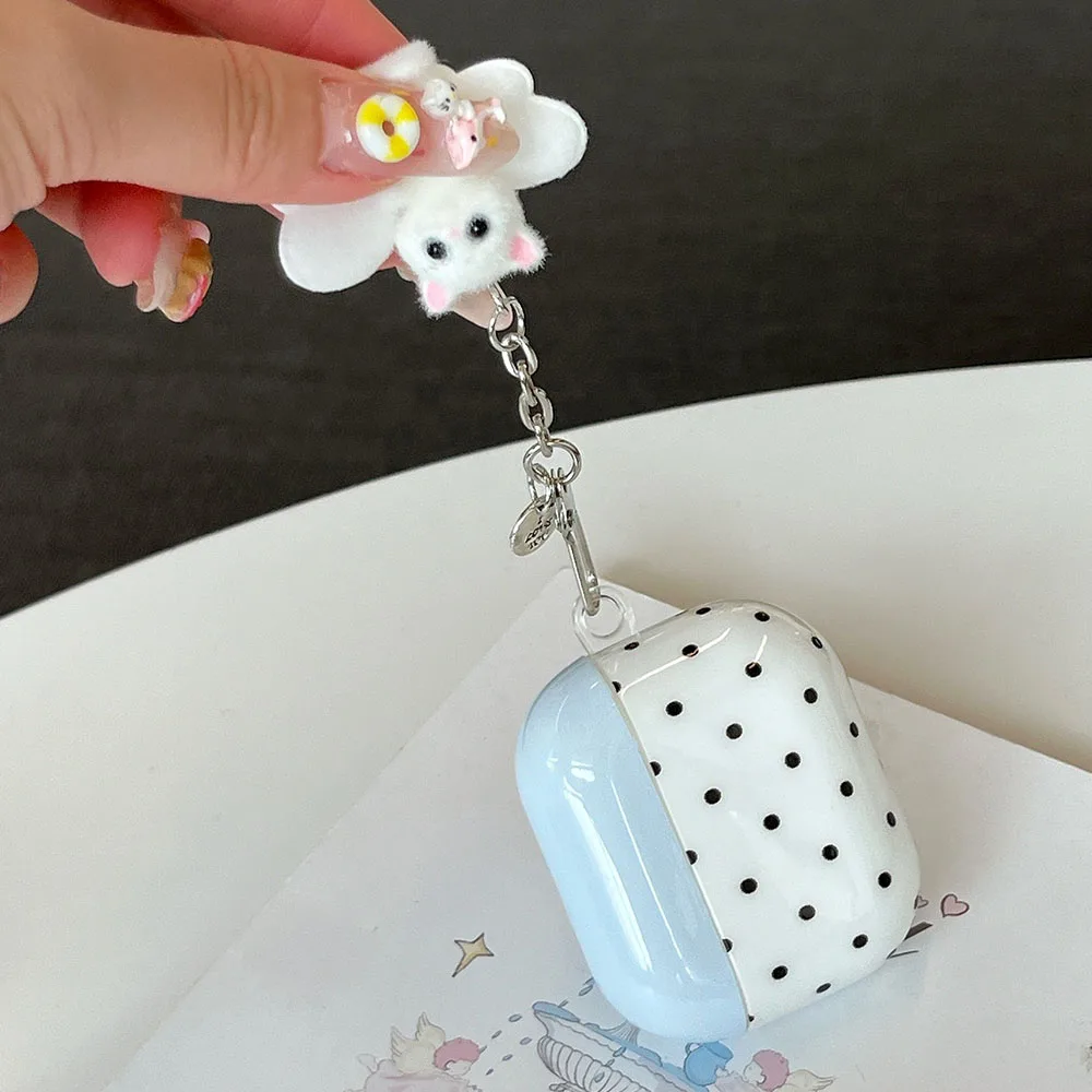 حافظة لأجهزة AirPods3 AirPods4 غطاء منقط بألوان لـ Apple AirPods Pro 1 2 Pro2 حافظة سماعة أذن لاسلكية مع سلسلة مفاتيح