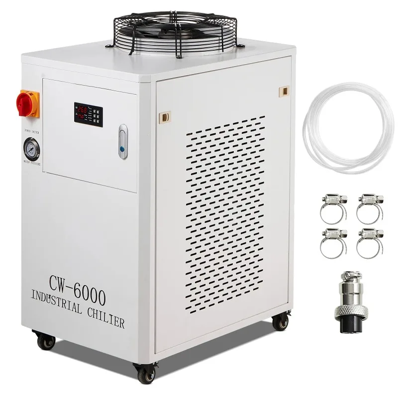 SucceBuy Industrial Water Chiller CW6000 1500W Cooling System with Compressor 65 L/min Max Flow Rate for Laser Engraving Machine