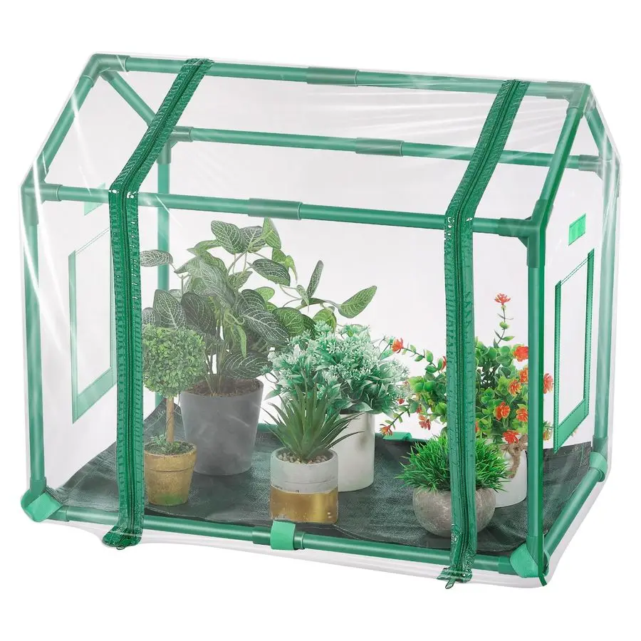 

Теплица с поддоном для растений, прочная переносная теплица с водонепроницаемым ковриком для небольших растений, прозрачная, размер S