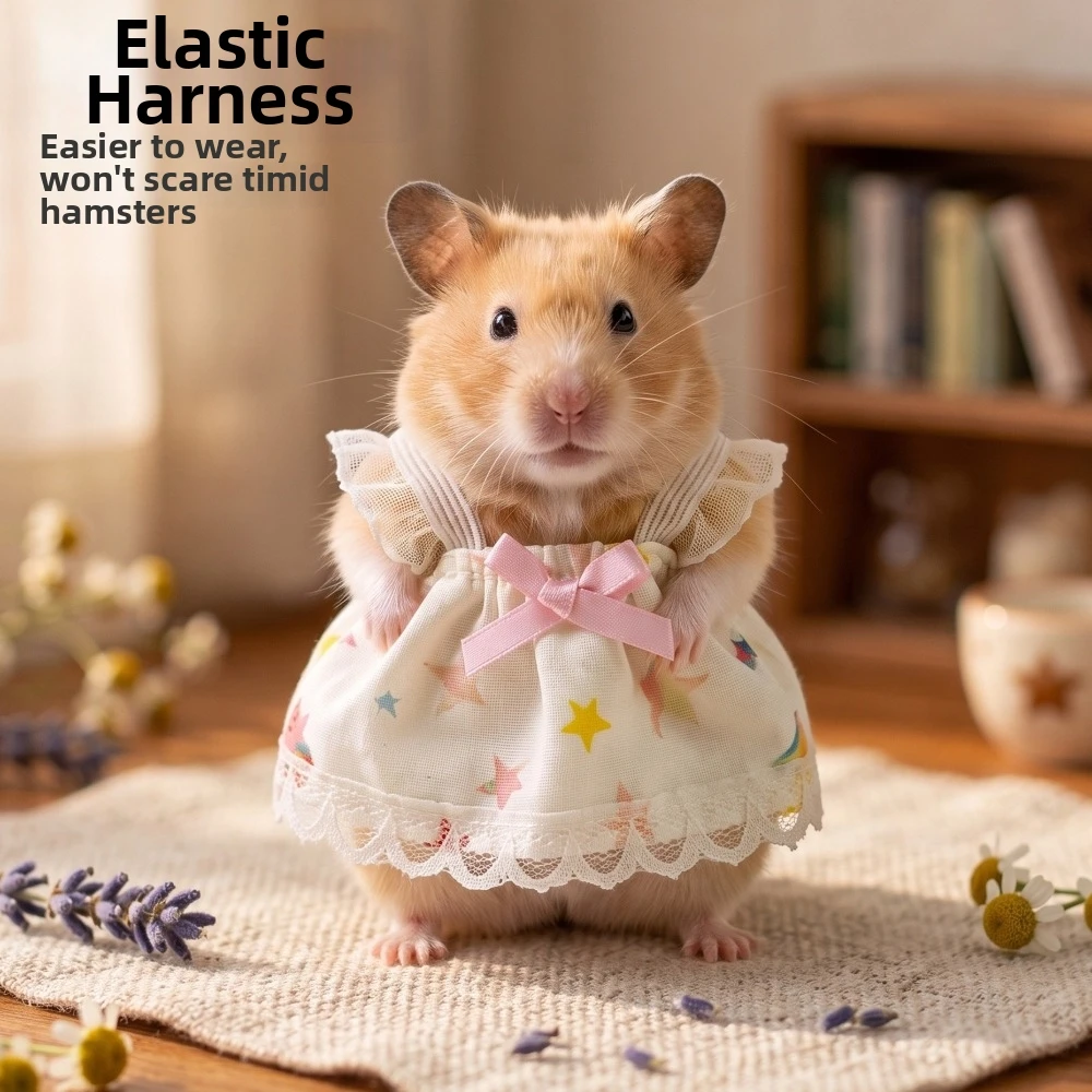 Princess Style Floral Lace Hamster Dress Soft Breathable Hamster Lace Skirt Lightweight Guinea Pig Princess Dress Birthday Party
