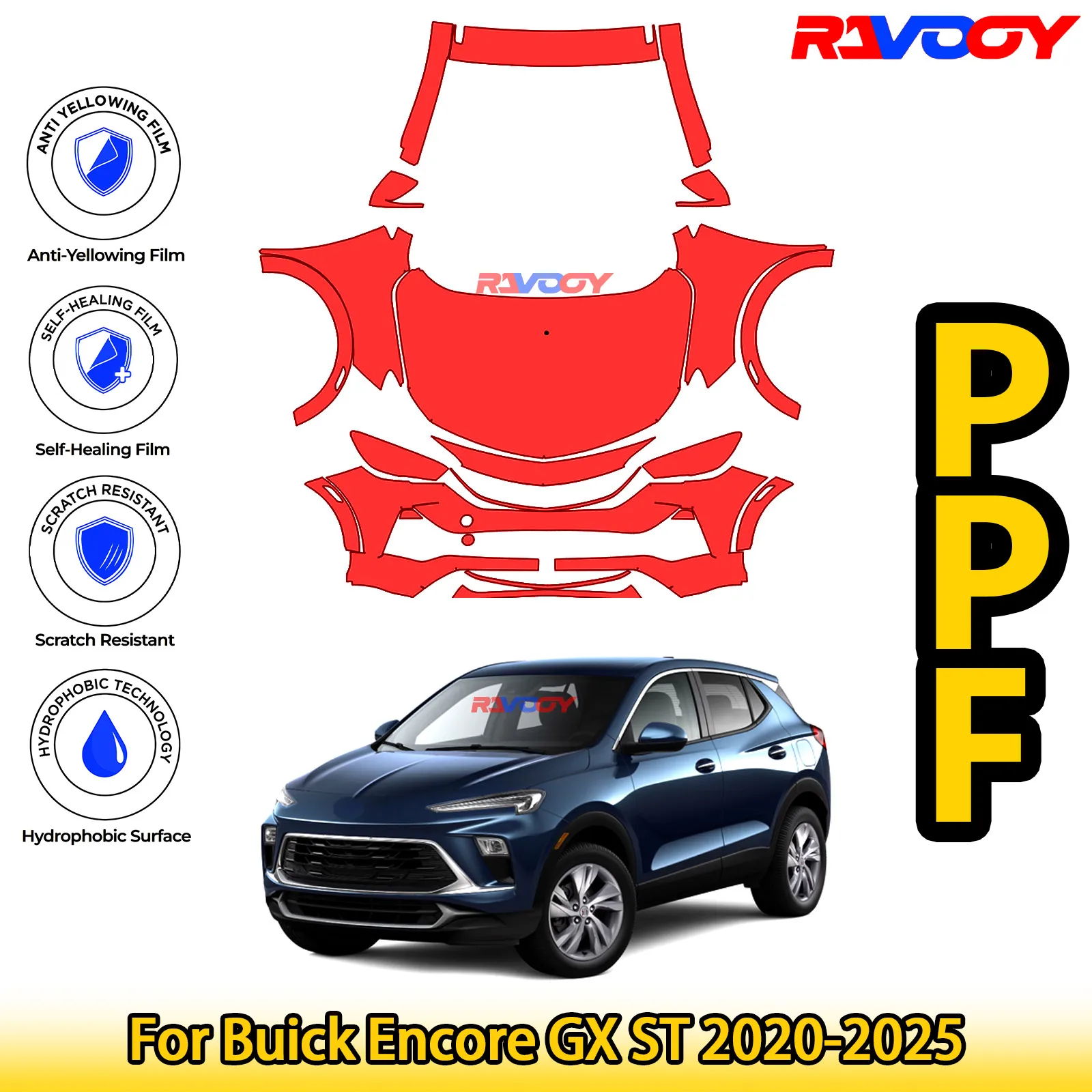 

For Buick Encore GX ST 2020-2025 Glossy Matte Black Precut front PPF Kit Paint Protection Film
