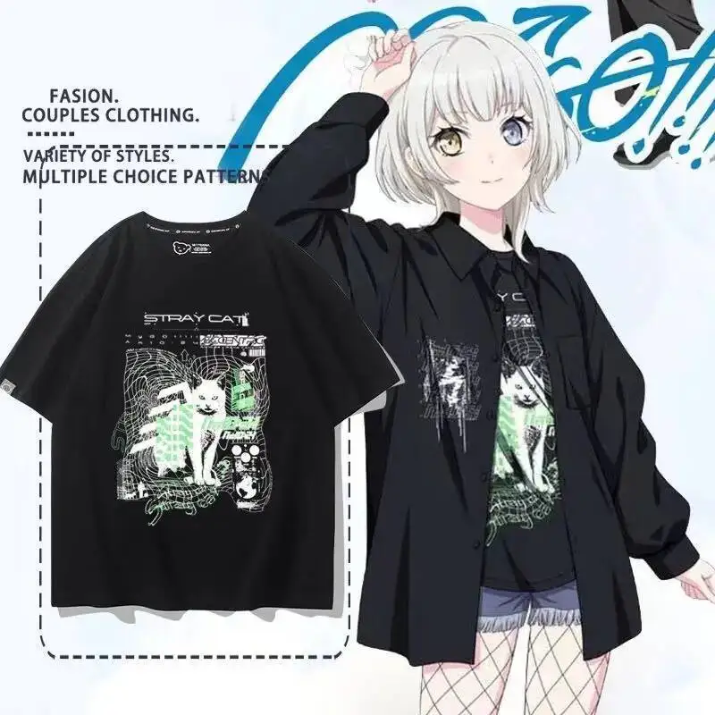 

Bang Dream It's Mygo Rāna Kaname Fashion Student T-Shirt Summer Shirt Short Sleeveswomen Clothes Tees Cosplay Gift