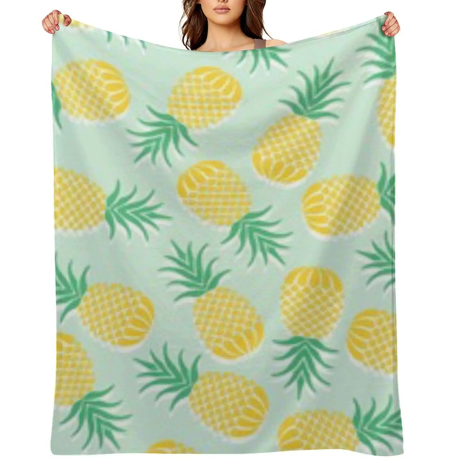 

Pinapple pattern design work Throw Blanket Vintage for winter christmas decoration Camping Blankets